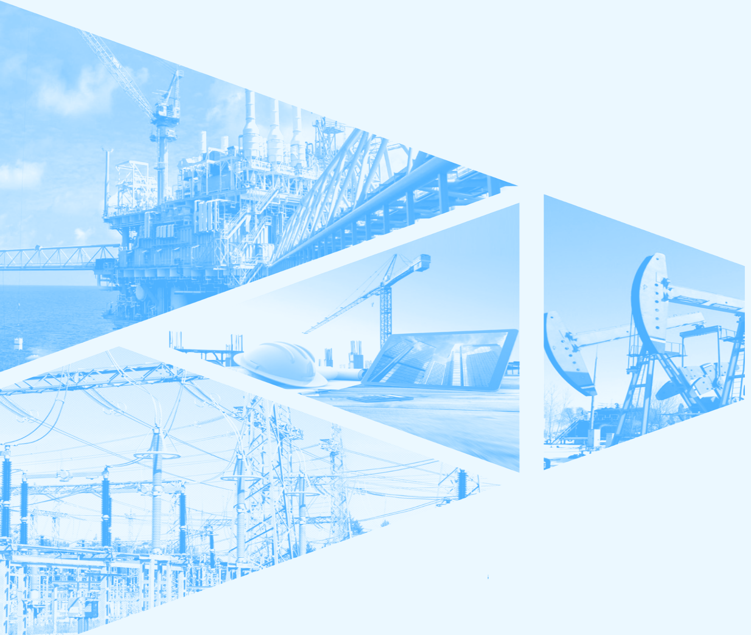 CTT Group industrial collage in bright sharp blue